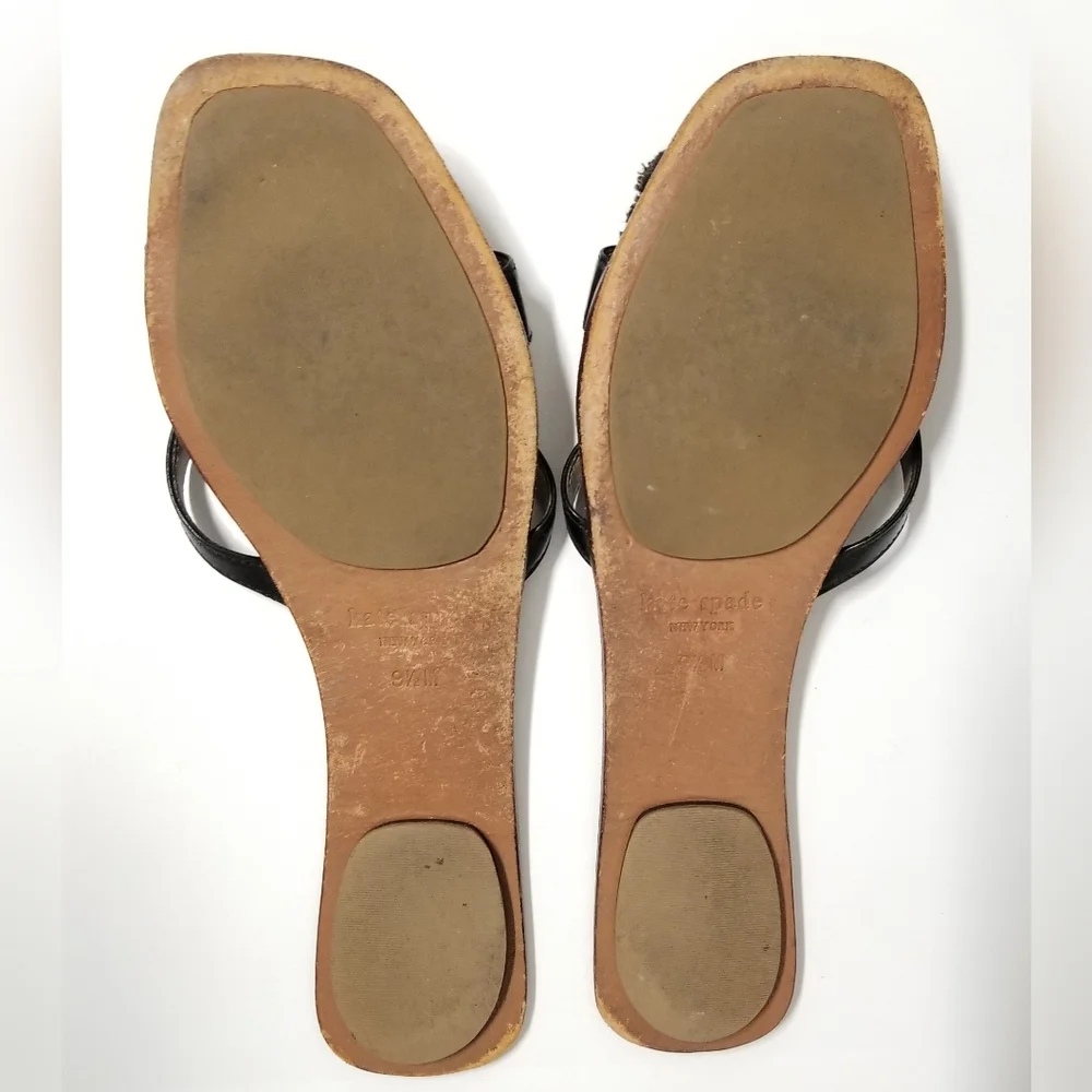Kate Spade DASHER Leather Slide Sandal with Floral & Rhinestone Detail Sz 9½